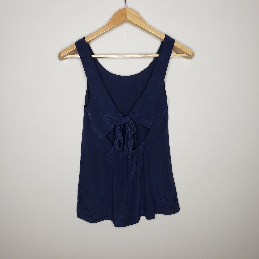 Madewell Navy Blue Open Back Bow Tank Top